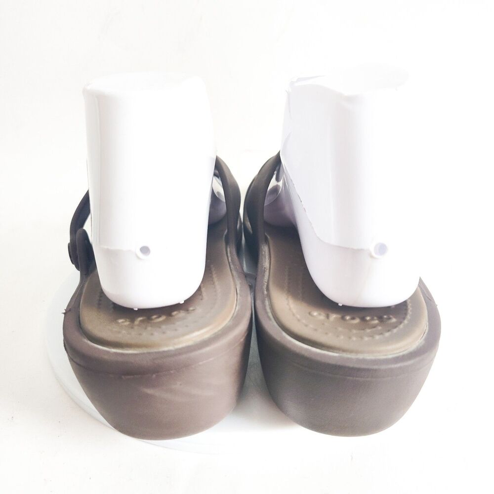 Crocs Comfort Sandals Size 9 Iconic Swiftwater Brown Slides Waterproof Wedge - Picture 7 of 10